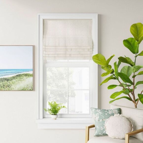 Threshold - 1pc 33"x64" Light Filtering Cordless Jute-Like Rom Orange - Picture 2 of 3